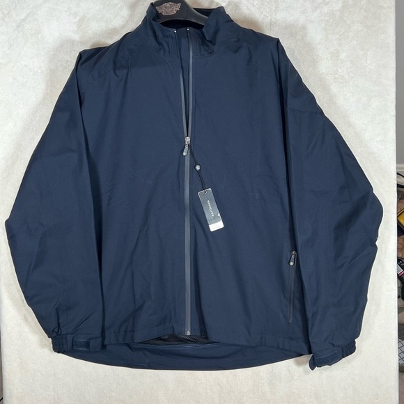 NWT Turtleson L Waterproof Navy Full Zip Golf Performance Windbreaker Coat R4 - Picture 2 of 12